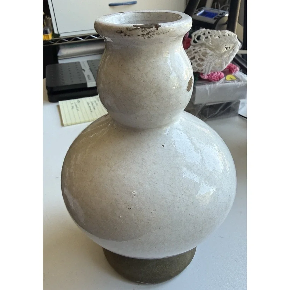 Pottery Barn Terracotta Vase Tuscany Glaze Handcrafted 9.5